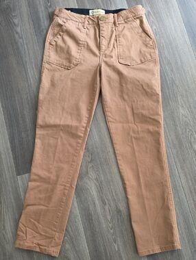 Democracy Peach/Tan Straight-Leg Utility Pants